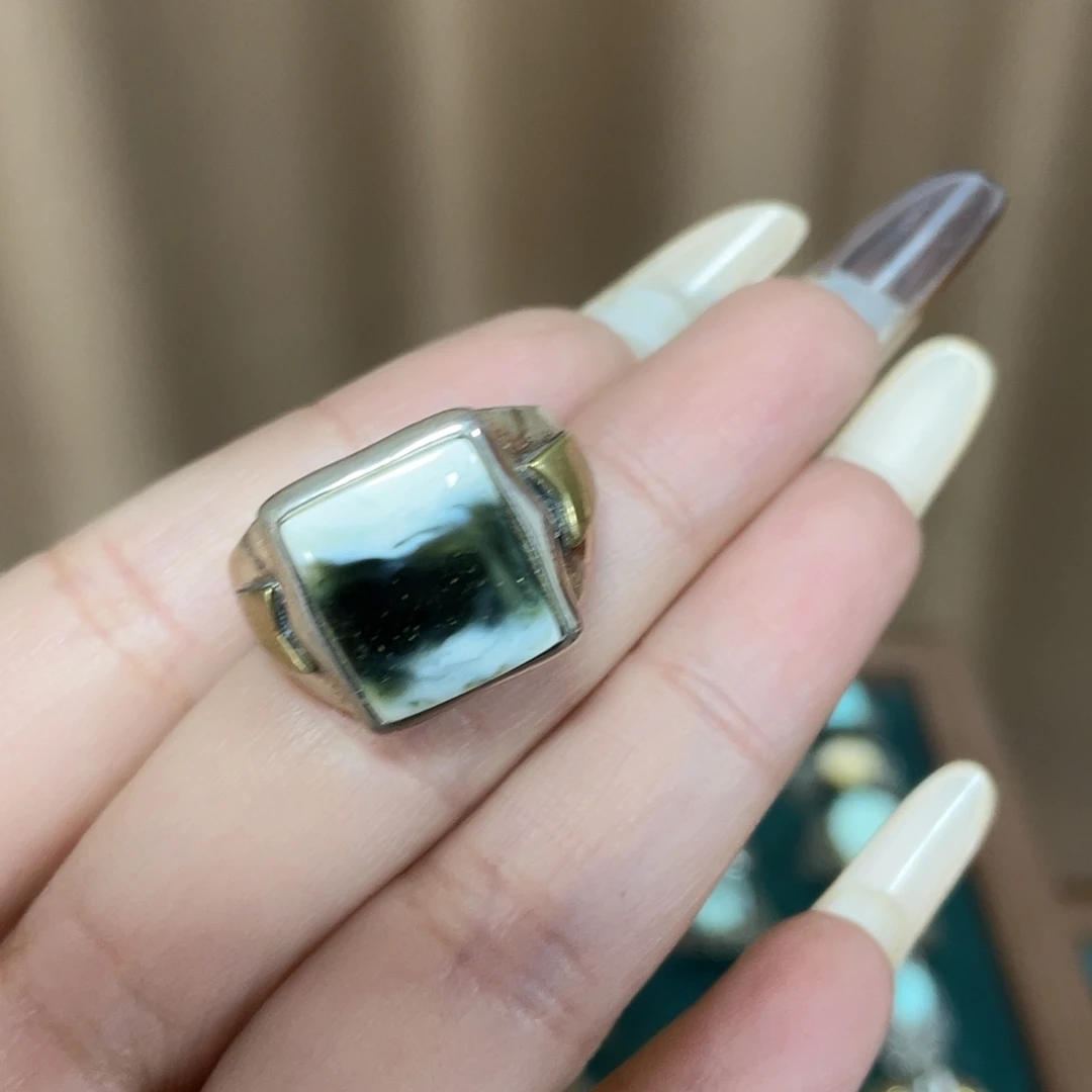 琥珀银S925镶嵌戒指