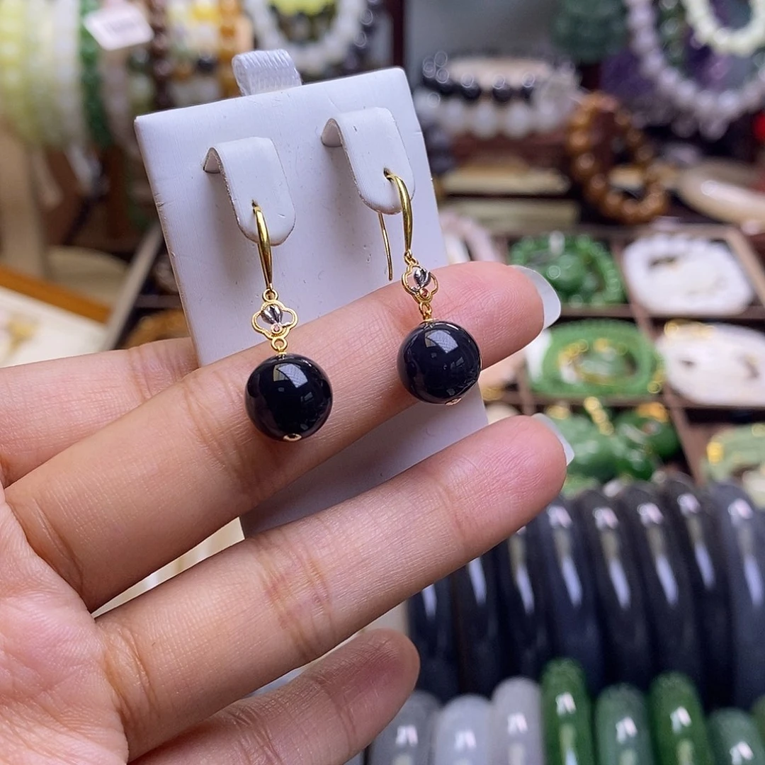 颈饰未镶嵌和田玉毕业级老坑料浓烟紫帝王紫金镶耳坠10m