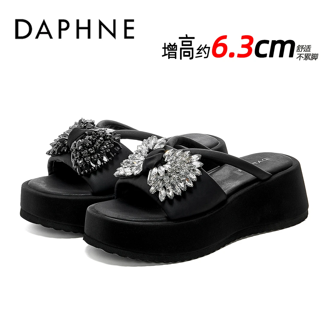 达芙妮厚底增高6.3CM一字拖女2025夏季新款外穿防滑休闲沙滩凉拖