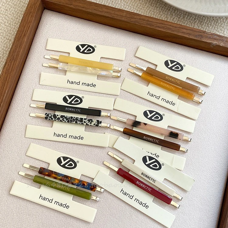 防滑侧边一字醋酸头饰发夹法式森系女发饰碎发夹一字夹波西米亚风