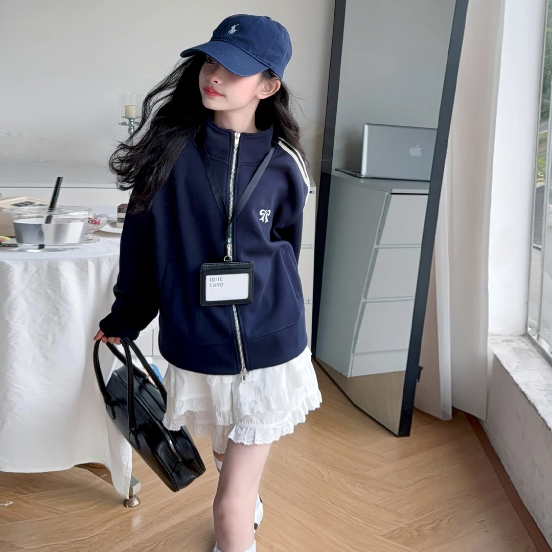 女童早秋外套2025新款女大童休闲卫衣开衫儿童百搭棒球服运动服潮