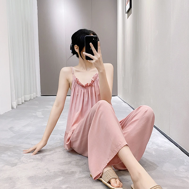 2025新款春秋薄款棉绸睡衣女长裤大码简约风高级感两件套装家居服