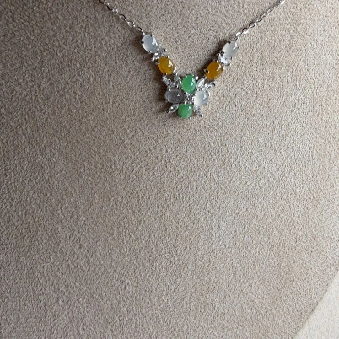 翡翠银S925镶嵌颈饰项链