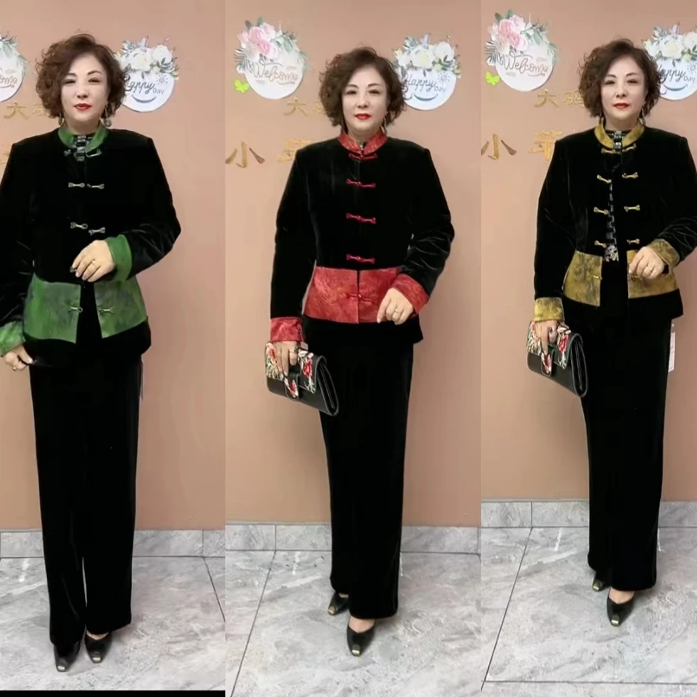 中老年女装复古盘扣立领加厚保暖冬季棉服外套