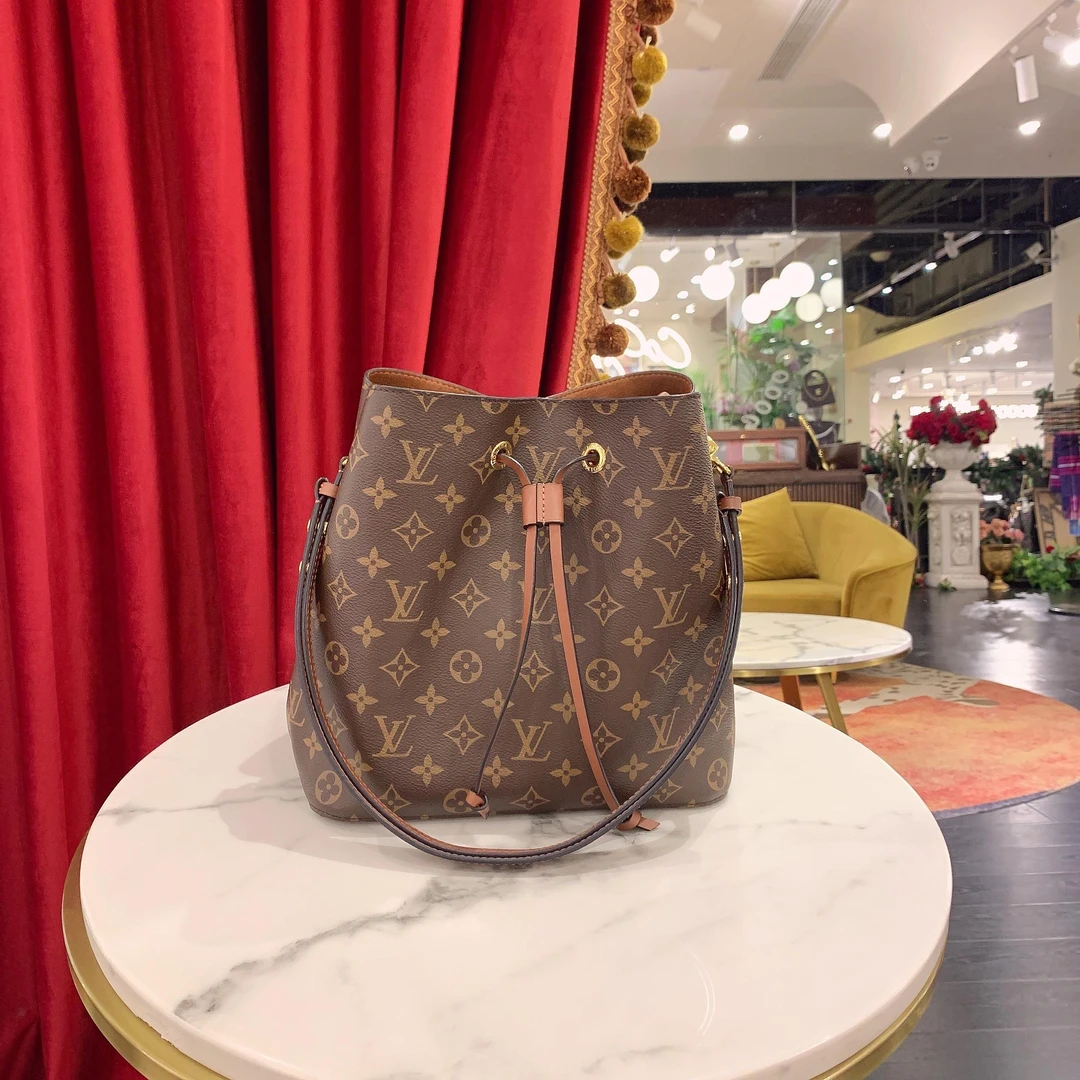 95新 LouisVuitton/路易威登 GGS焦糖水桶老花金扣单肩包79212350
