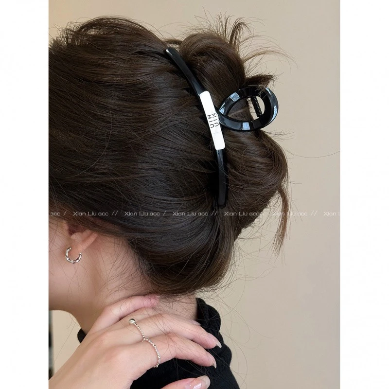 韩系交叉黑色抓夹女大号后脑勺发夹2025新款高级感气质鲨鱼夹发饰