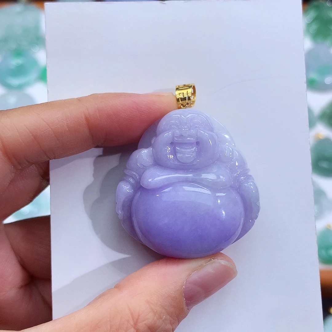 翡翠18K金镶嵌颈饰翡翠吊坠