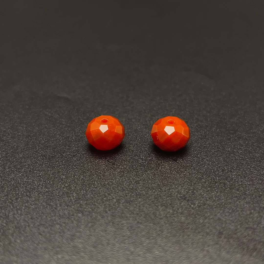 【千业珠宝】Y8915 天然柿子红 钻切面鼓珠 约6*8mm 时尚百搭款