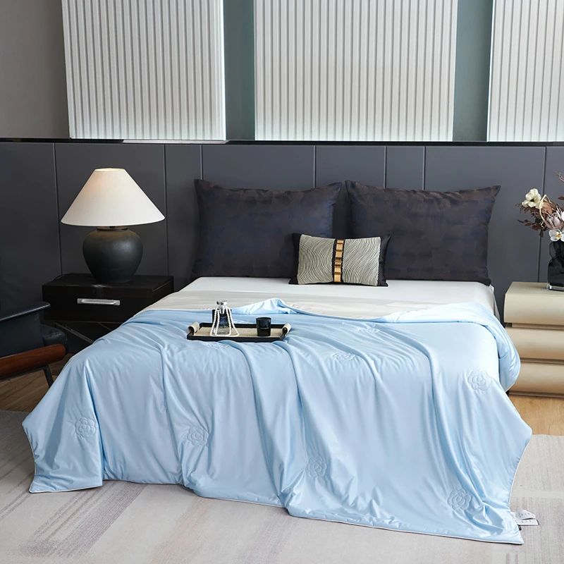 2025新款锦氨桑蚕丝凉感夏被可水洗纯色夏凉被-M39
