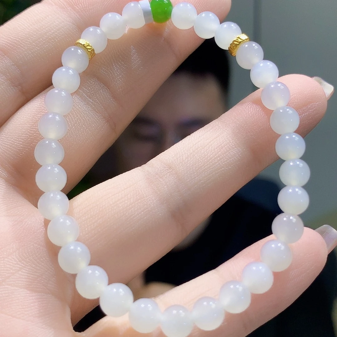 手链足金镶嵌和田玉