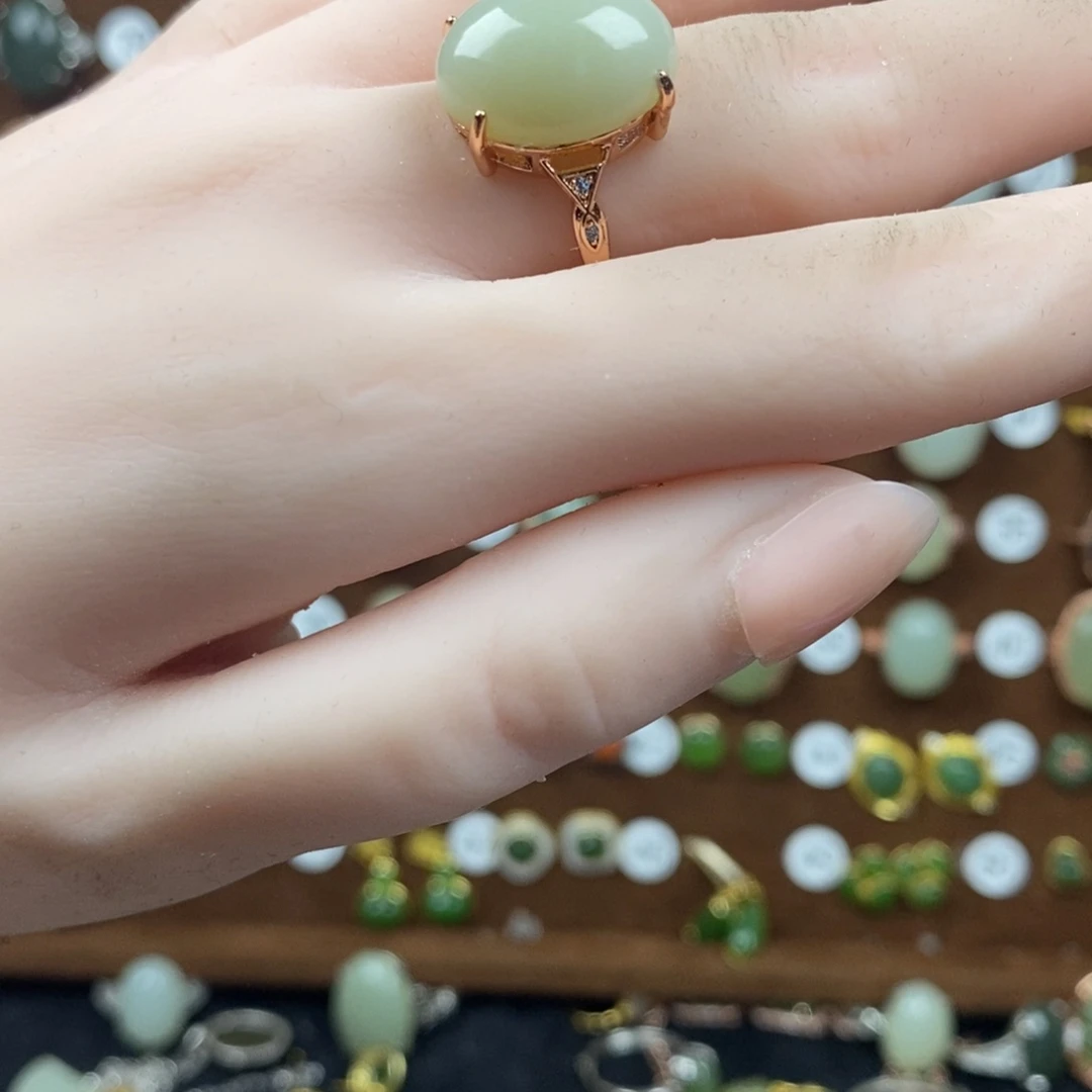 和田玉(青白玉)戒指合金