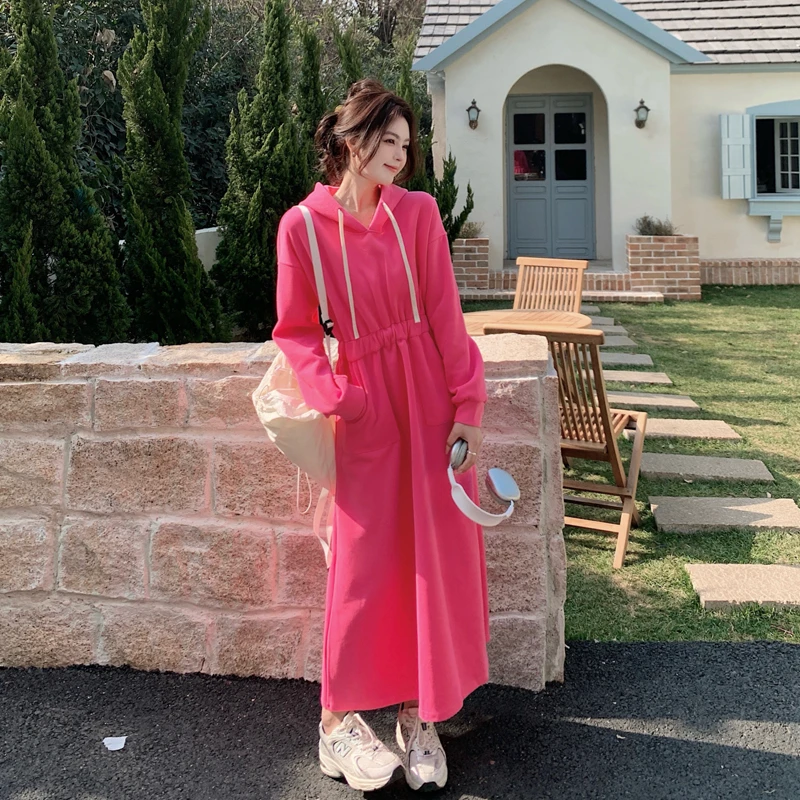 多巴胺元气穿搭连帽卫衣裙女2025秋季新款甜美减龄超好看连衣裙子