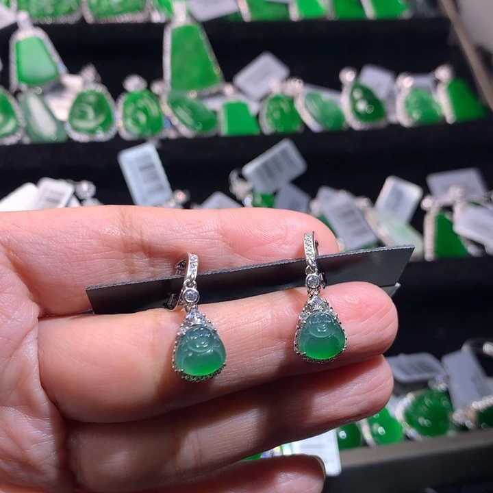 【闪购商品】银S925镶嵌翡翠耳饰
