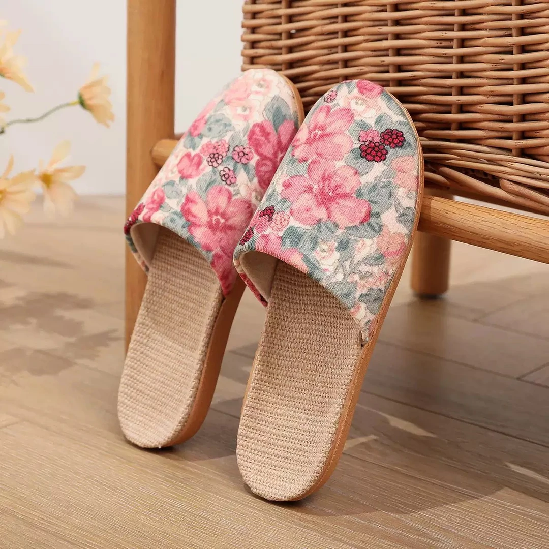 亚麻包头拖鞋 家居拖鞋室内防滑加厚软底棉麻四季居家透气凉拖鞋