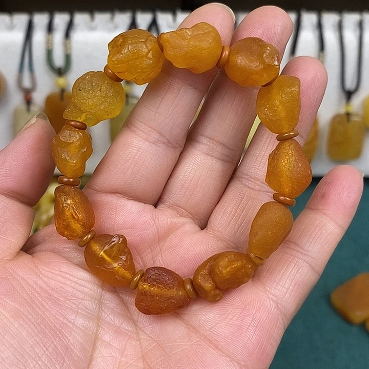 华***政蜜蜡未镶嵌珠宝奇石手串
