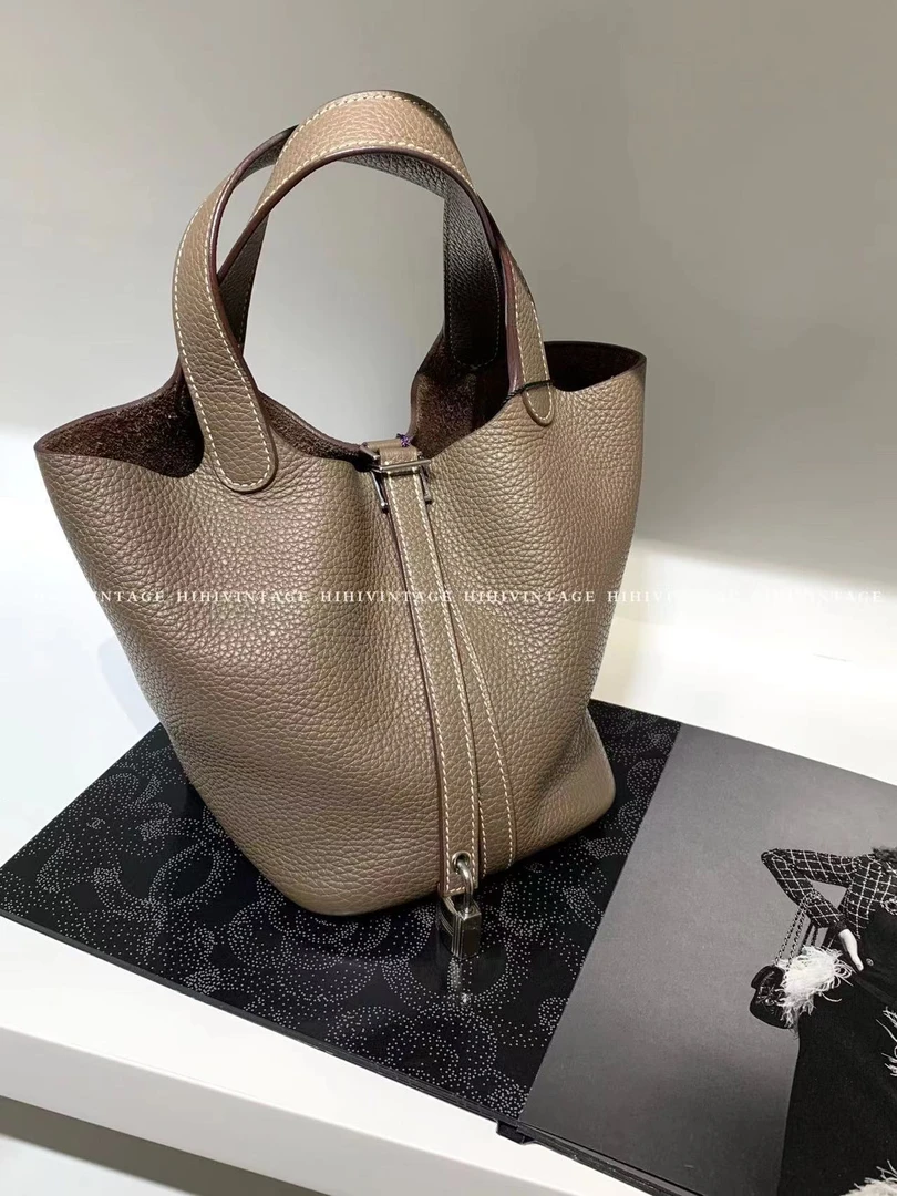 99新 Hermes/爱马仕 HIHI大象灰银扣菜篮子18A刻11401275JL