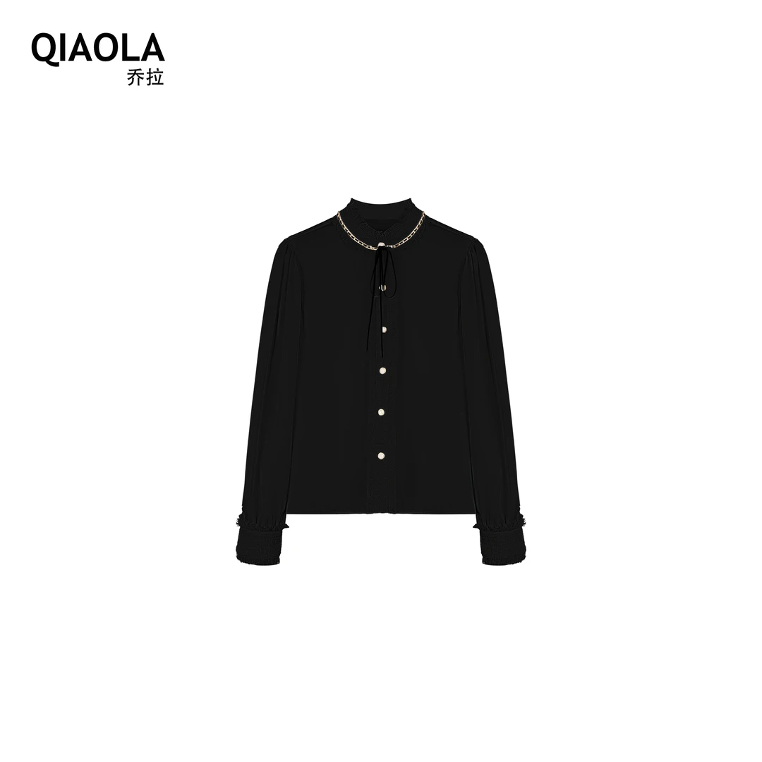 QIAOLA/乔拉【琉璃千金】设计小香风金丝轻奢减龄上衣预售