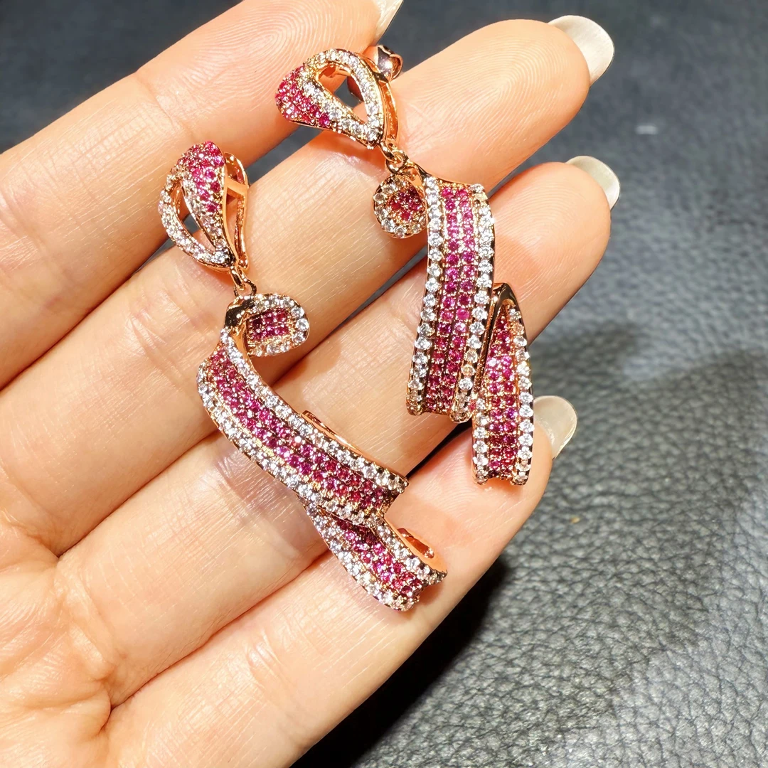 典藏轻奢-红宝石-高精切宝石耳钉YB-1427