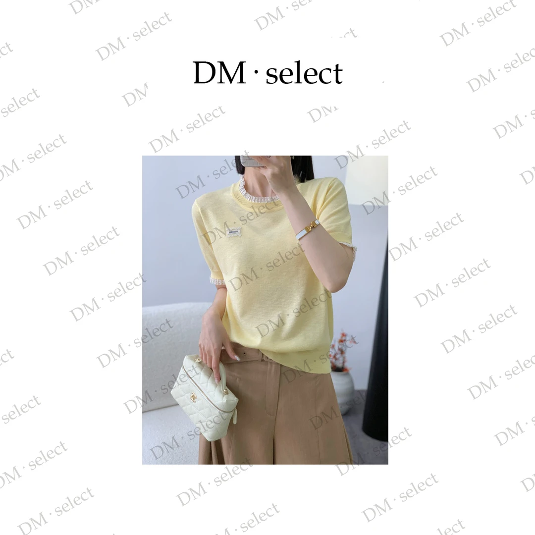 【1814】大漫甄选蕾丝花边针织上衣短袖DYL5019T