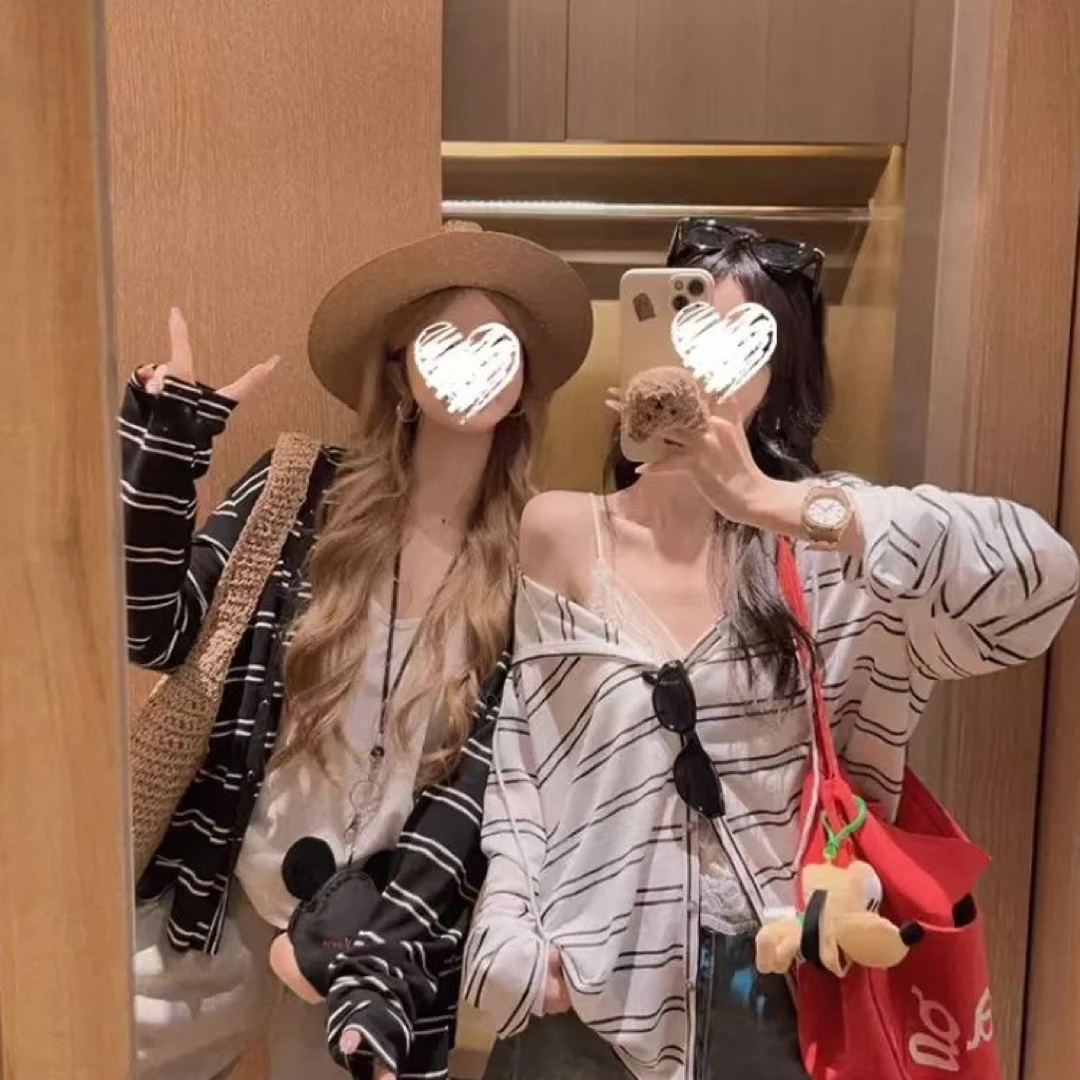 2025韩系简约百搭连帽条纹长袖防晒衣459～