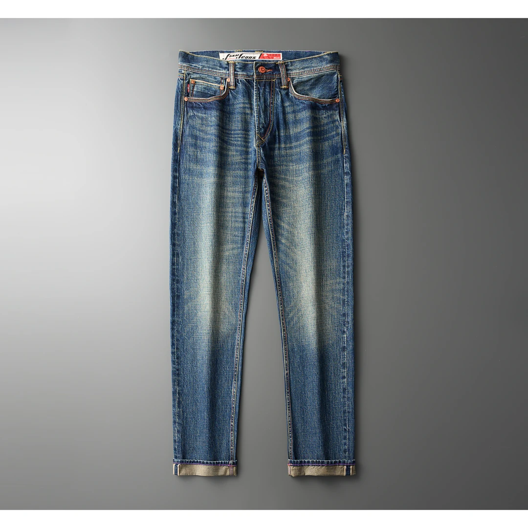 男装四季款赤耳丹宁牛仔裤14盎司复古蓝501直筒水洗休闲时尚显瘦
