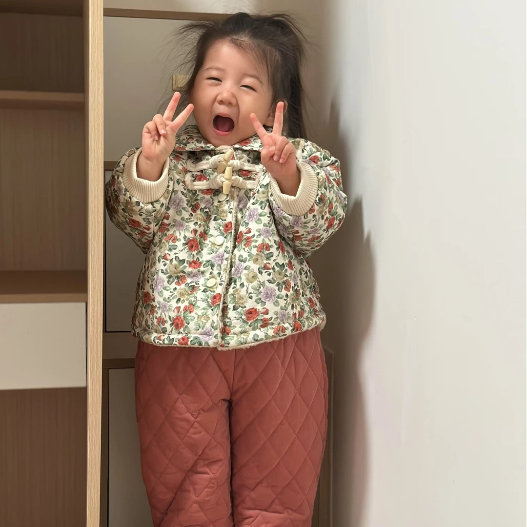 LIWUUY鲤坞冬季新款加厚翻毛碎花小袄