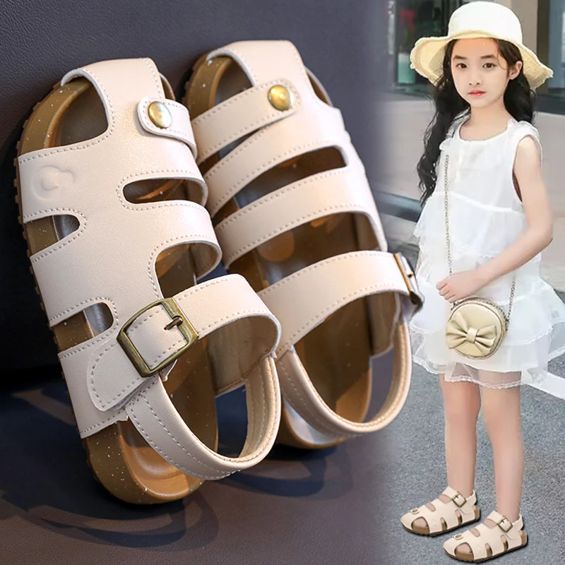 ABC女童凉鞋夏季2025新款儿童包头镂空罗马凉拖小女孩透气休闲鞋