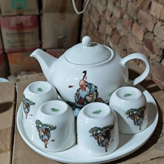 库存微瑕老寿星多孔茶壶一套容量1000