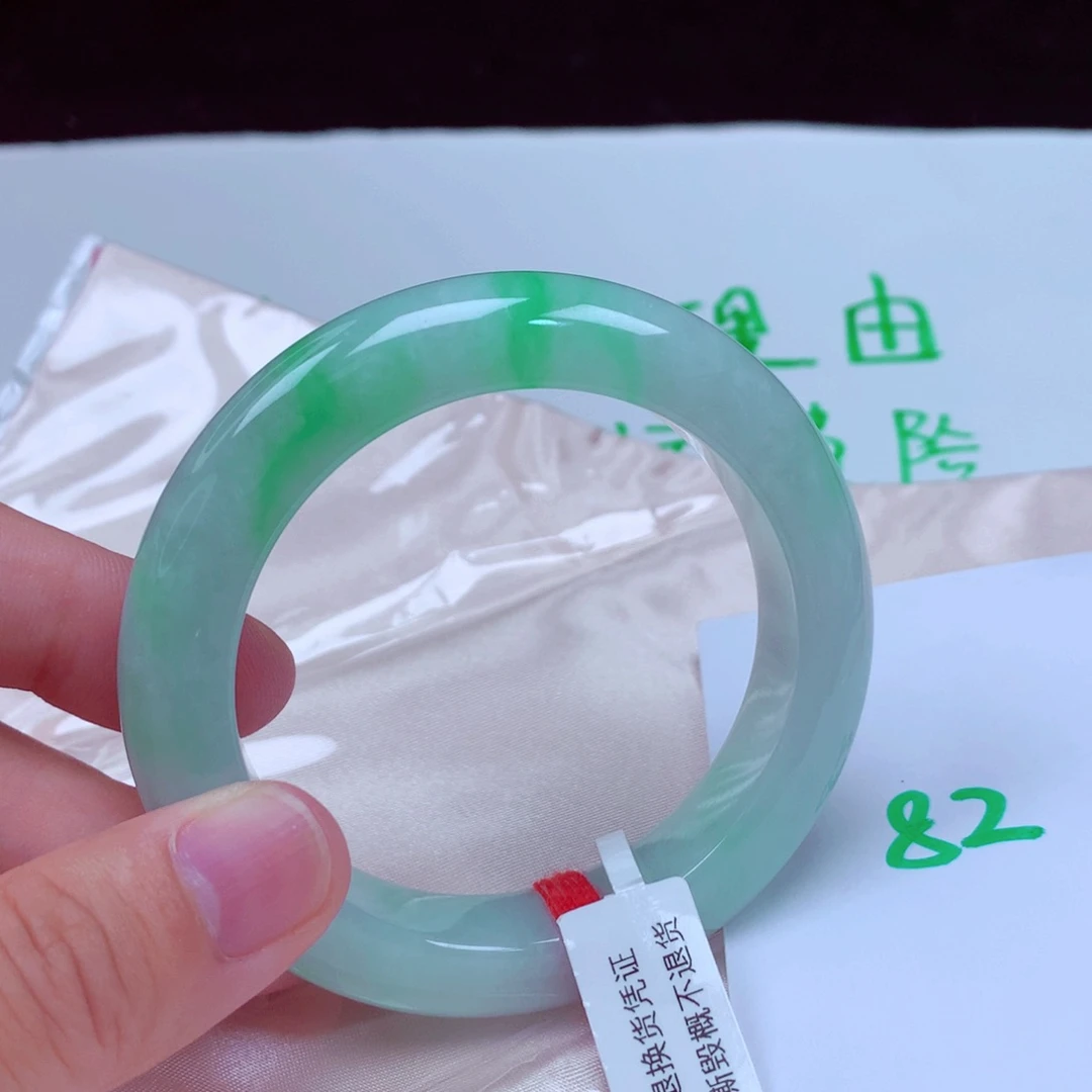 未镶嵌手镯翡翠缅甸天然A货翡翠手镯53.7