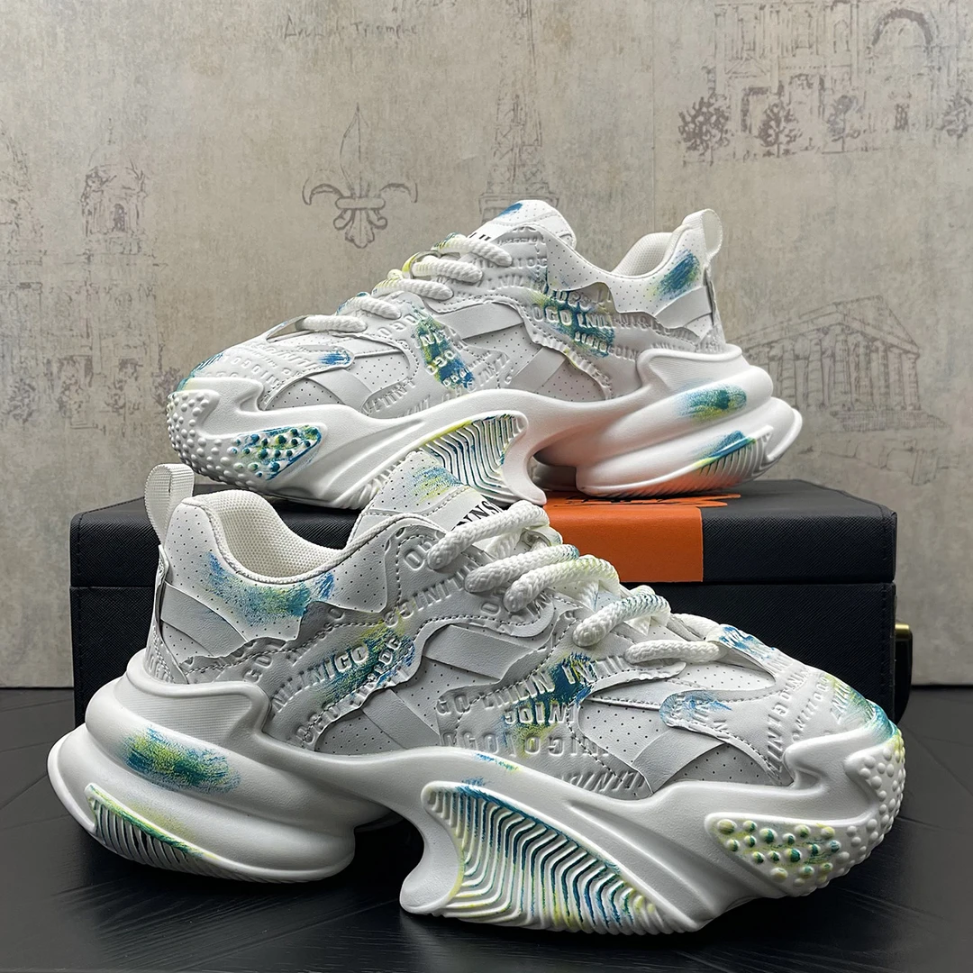 原创设计感小众擦色厚底增高透气老爹鞋男潮鞋潮牌厚底运动休闲鞋