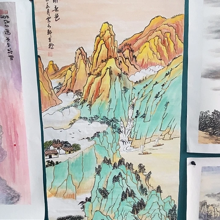 国画四尺手绘山水