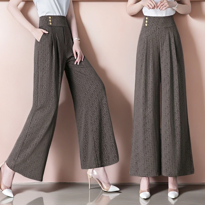 2025春夏新款高腰显瘦阔腿裤洋气上档次高品质低价格好裤子中老年