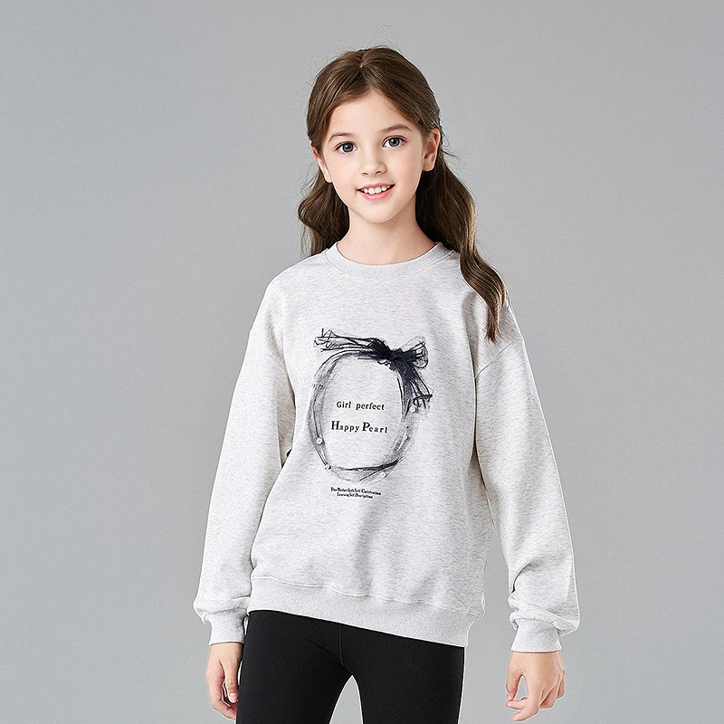 DEESHA/笛莎女童25春中大童春装儿童蝴蝶结珍珠卫衣-7M2512202