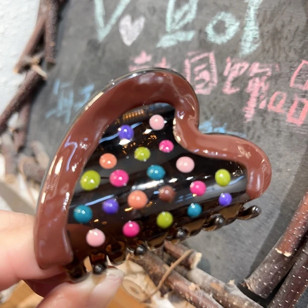 A787巧克力豆子桃心半抓夹