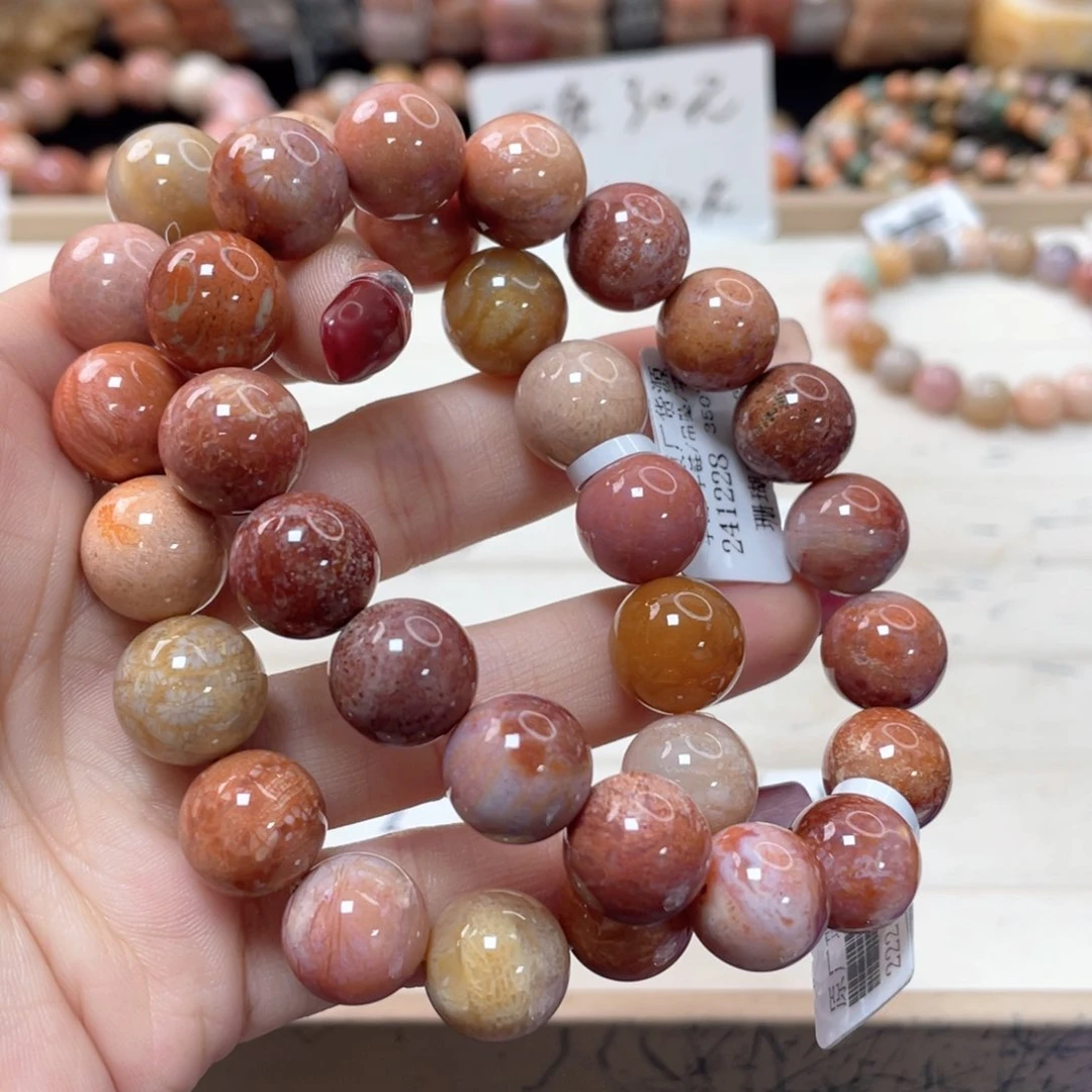 硅化珊瑚（珊瑚玉）手链未镶嵌小**兔048