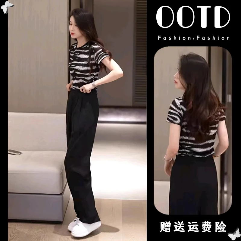 2025夏装小个子穿搭一整套微胖显瘦套装别致绝美上衣休闲两件套女