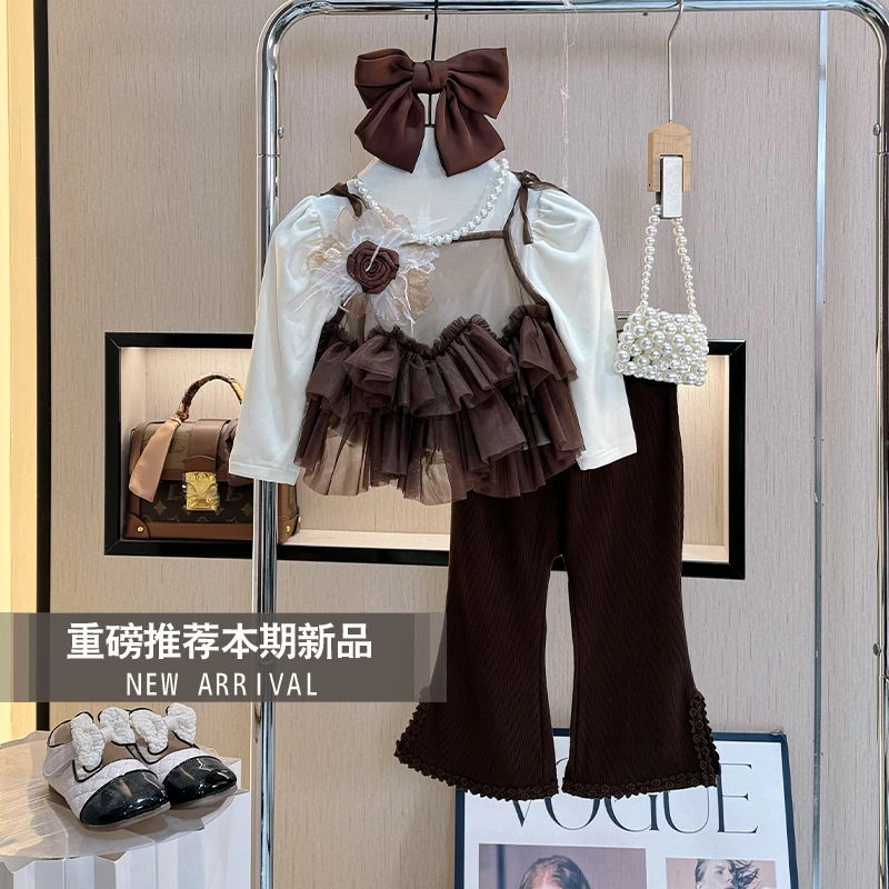 女童秋装套装2025新款女宝宝洋气童装春秋儿童时尚小女孩三件套