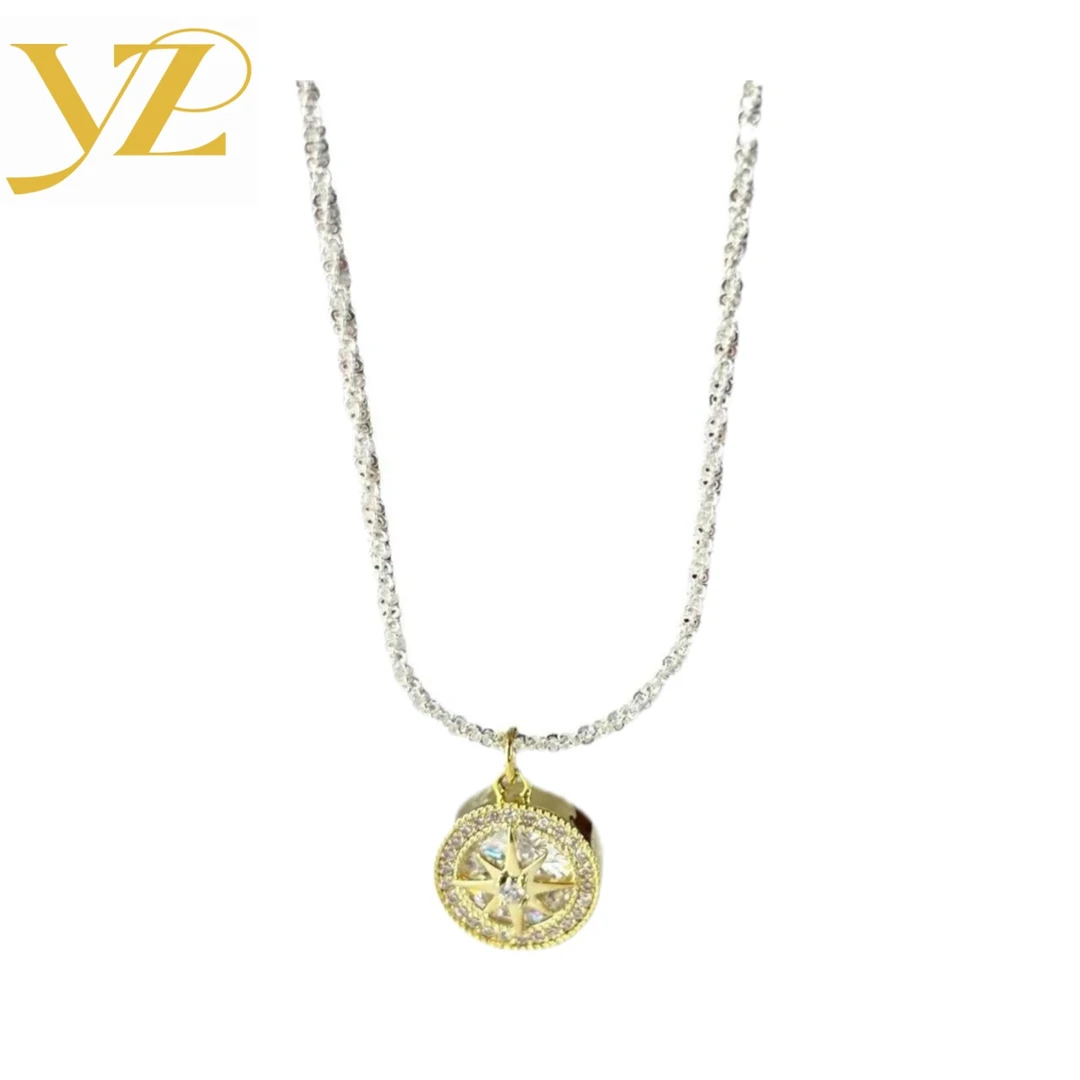 铜合金合成锆石吊坠 3057八芒星项链