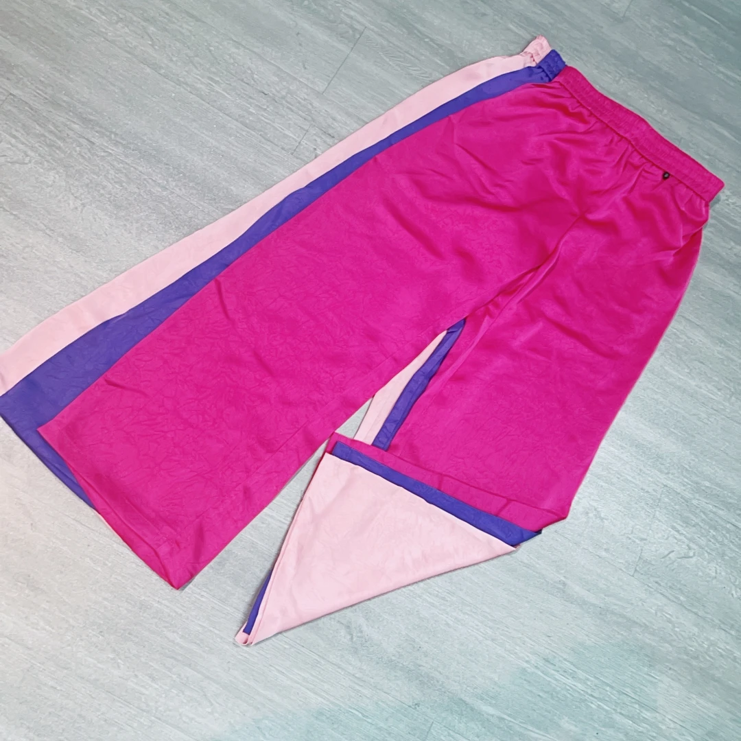 新中式国风腰边小绿珠无口袋阔腿裤薄款直筒裤-果梓5537