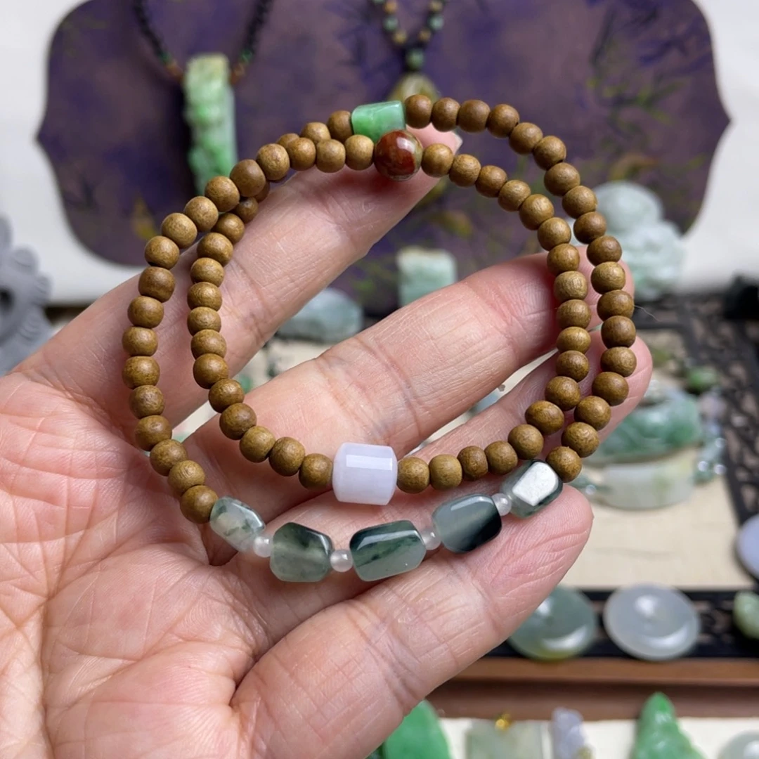 翡翠未镶嵌手链设计款双圈