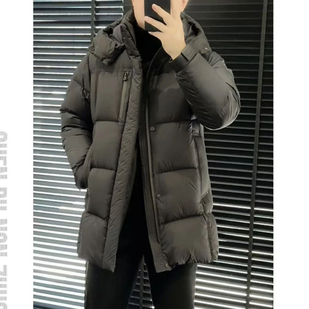 25F76冬新款韩版修身男士高端定制欧货轻奢中长款羽绒服外套