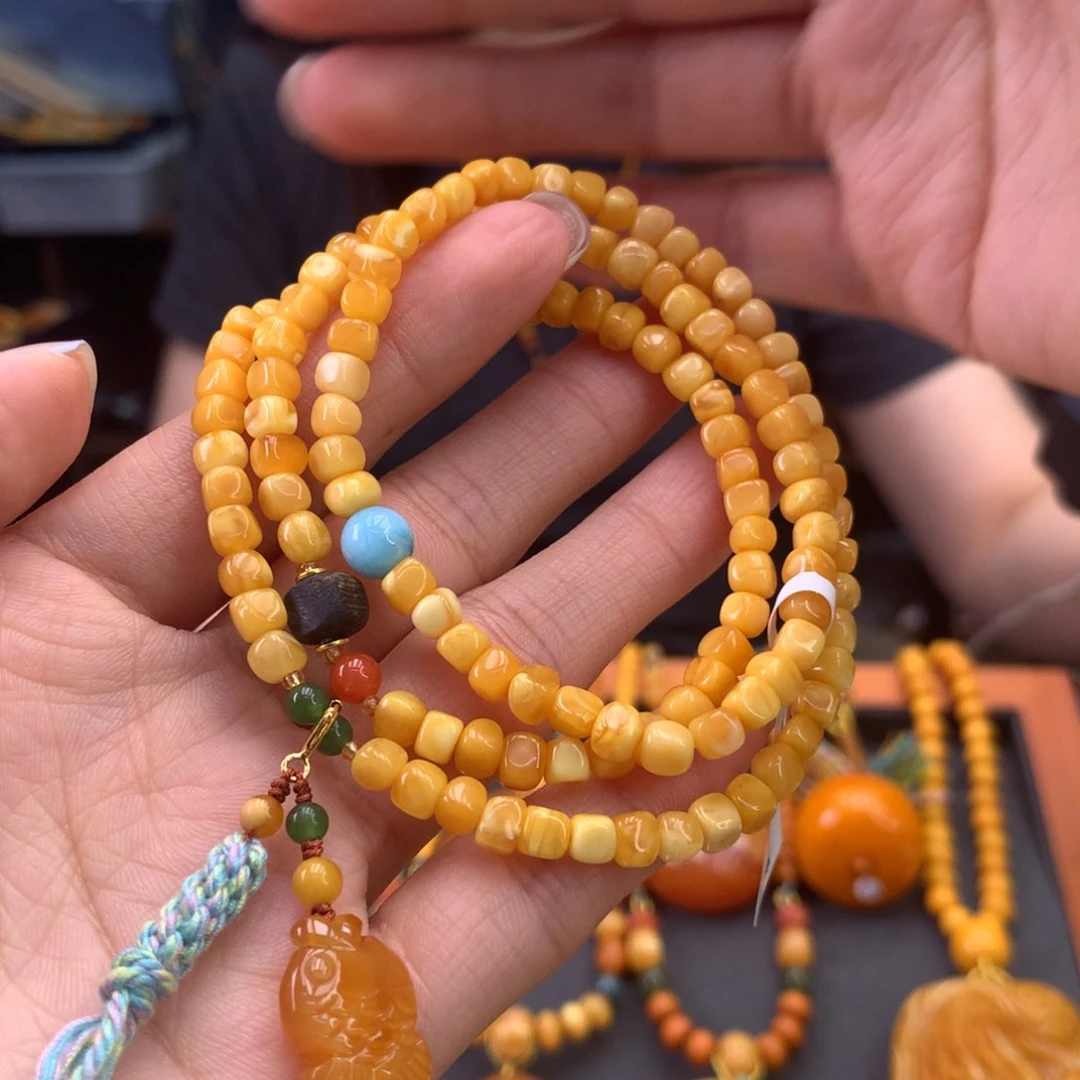 未镶嵌蜜蜡手串多样性发