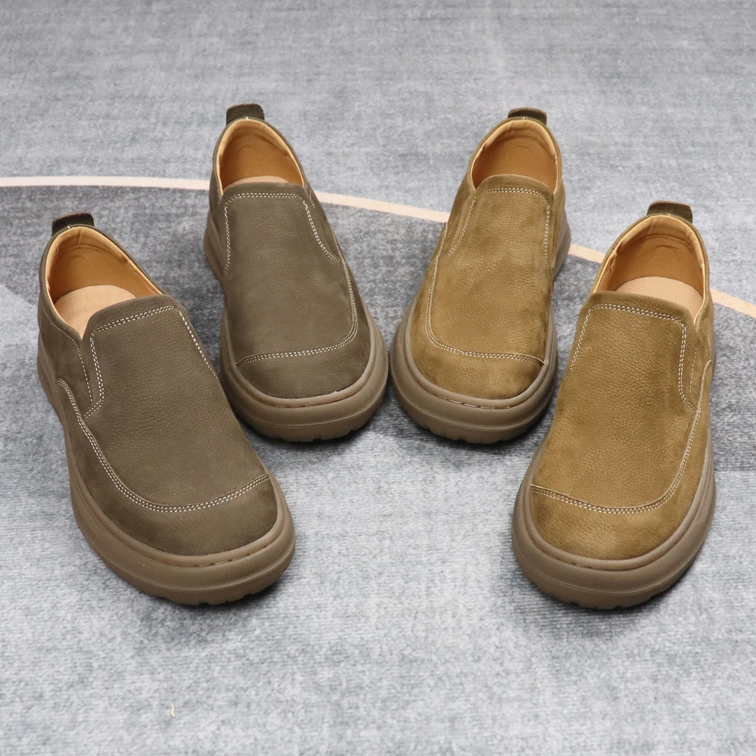 2025新款男士休闲皮鞋头层牛皮厚底男鞋上线鞋底透气鞋子男真皮鞋