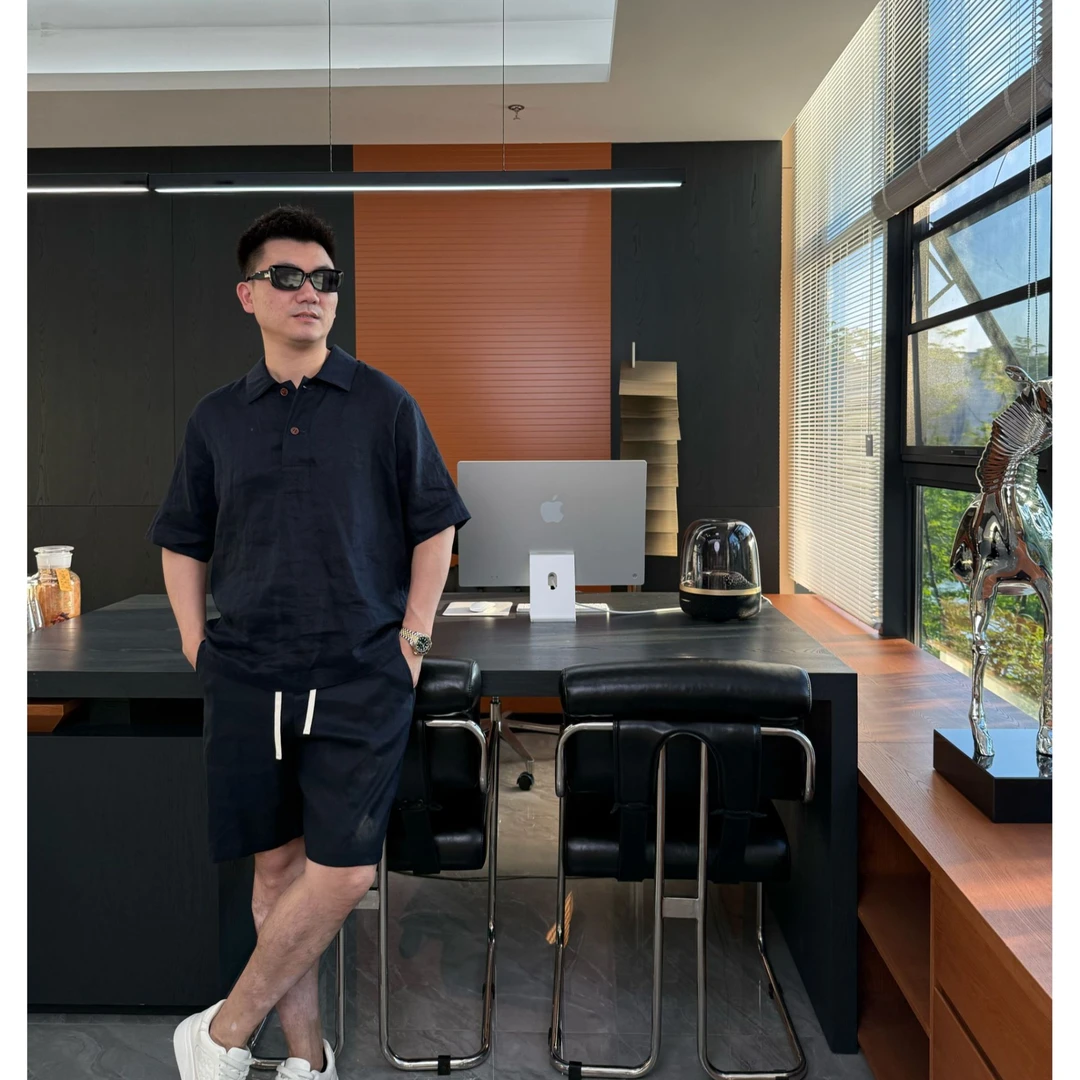 陆老板-2025夏季新品休闲时尚男士衬衫套装-YL-1689