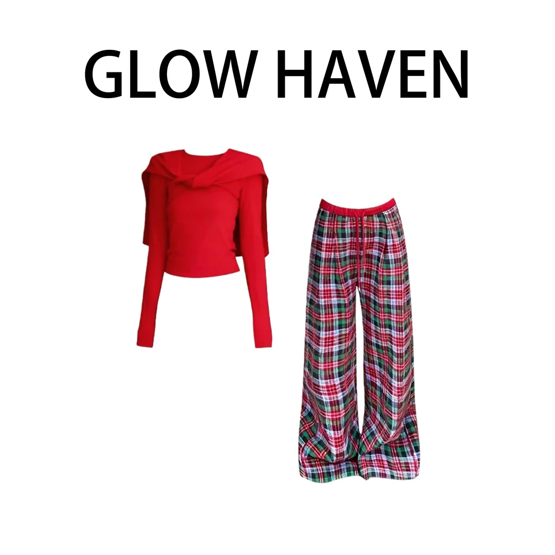 高级红色针织衫女秋冬修身显瘦圣诞气质披肩短款上衣显瘦裤子套装