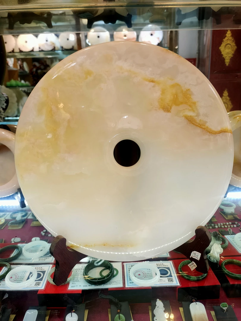 30cm阿富汗玉平安扣摆件天然玉石家居摆件办公室装饰玄关工艺品