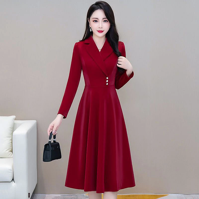 喜婆婆婚宴装平时可穿红色雪纺连衣裙女春秋季2025新款贵夫人妈妈