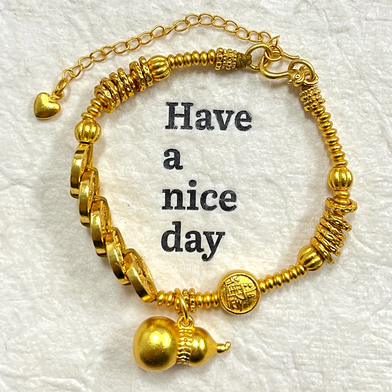 铜合金手链 新中式盘缠葫芦手链女手工编绳轻奢气质百搭手饰送人