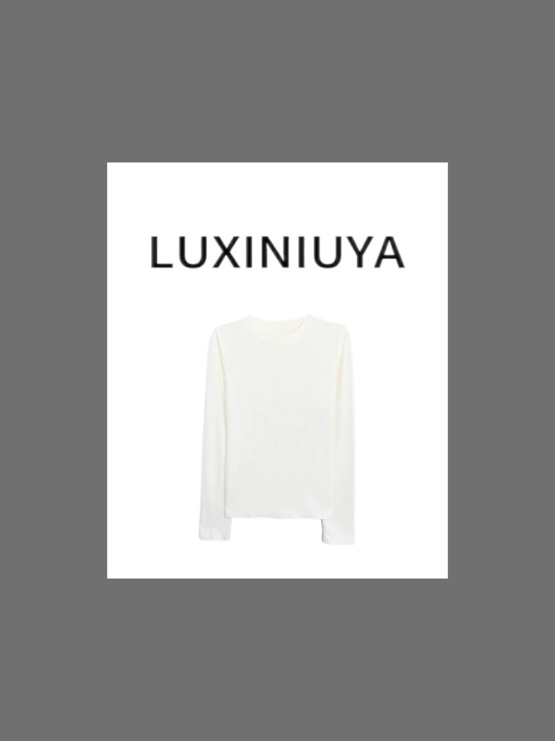 【LUXINIUYA】‘莱赛尔+羊毛’ 亲肤小标圆领弹力面膜感打底衫#QDS234