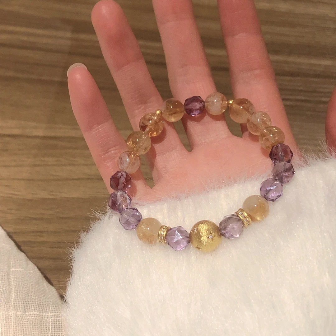 SG1565-［扶光紫］紫水晶合金锆石手串均有瑕多样性发